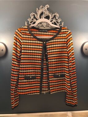 Fitted Orange & Black Women's Cardigan Jacket